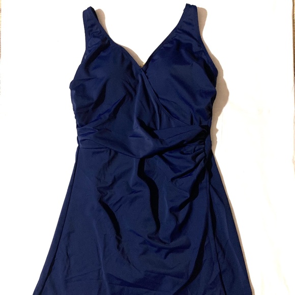 NWOT Denim & Co. Beach V-Neck Wrap Front Swim Dress - Picture 2 of 13